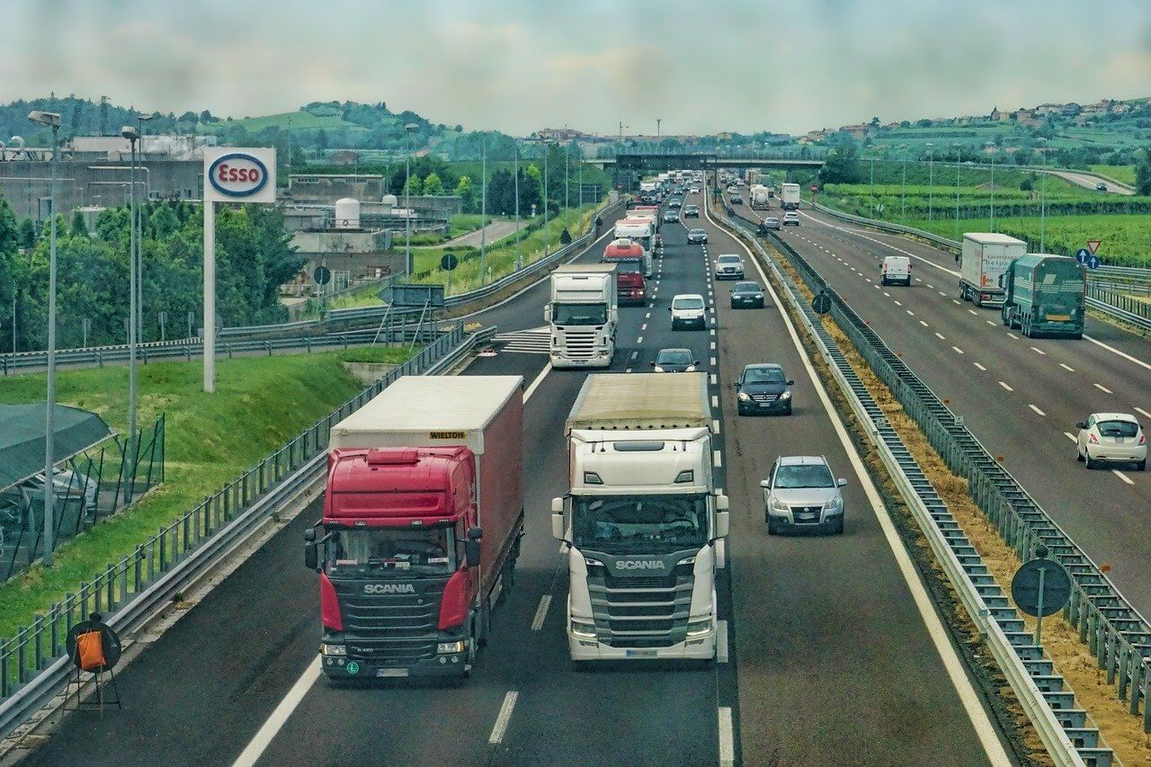Transports heading down highway