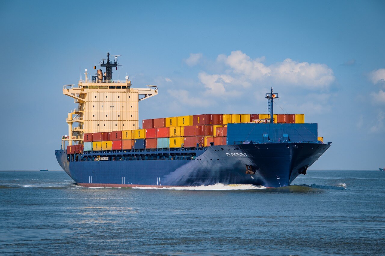 Ship carrying containers
